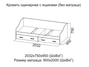 Кровать одинарная с ящиками (Без матраца 0,9*2,0) в Надыме - nadym.magazin-mebel74.ru | фото